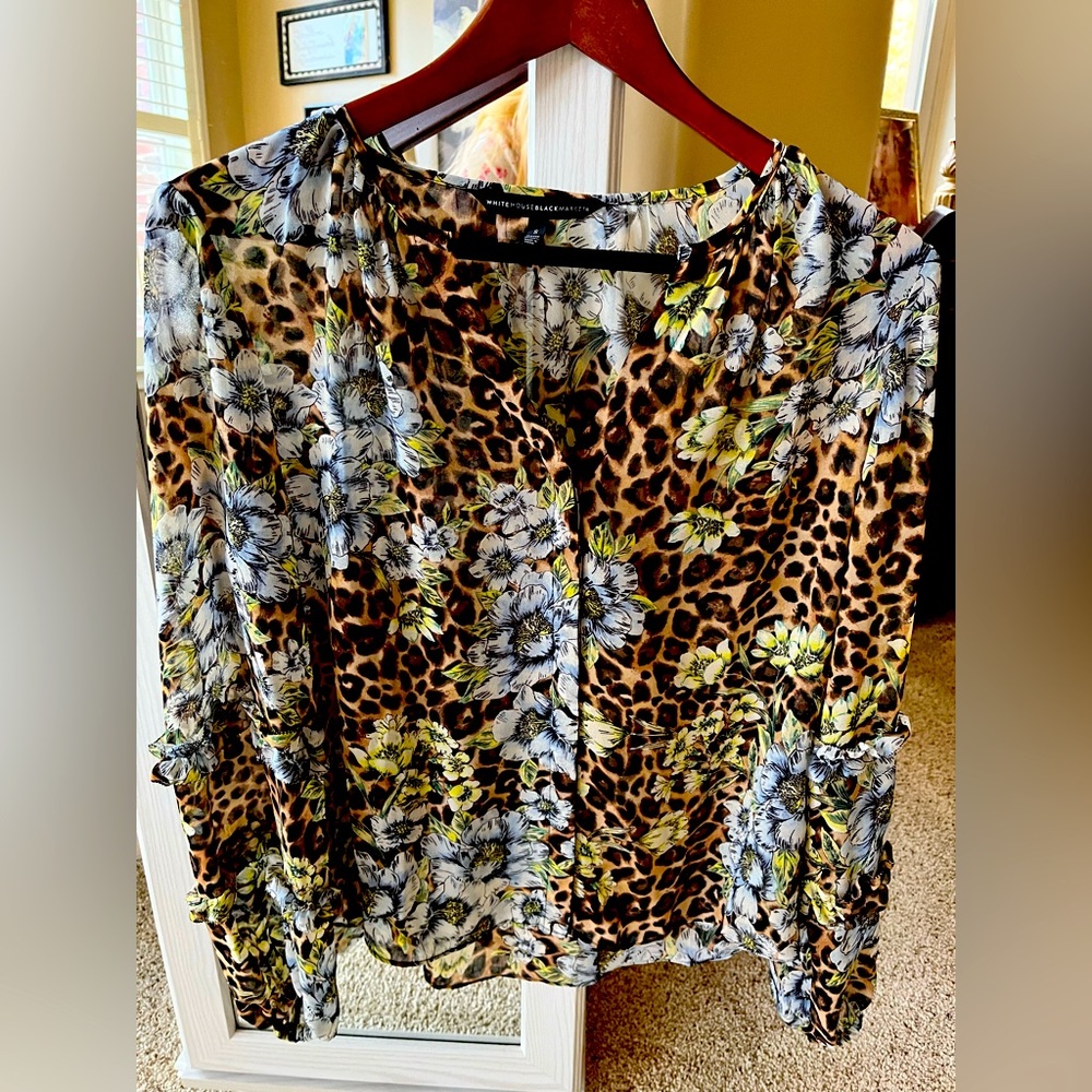 White House Black Market Ruffle Sleeve Blouse